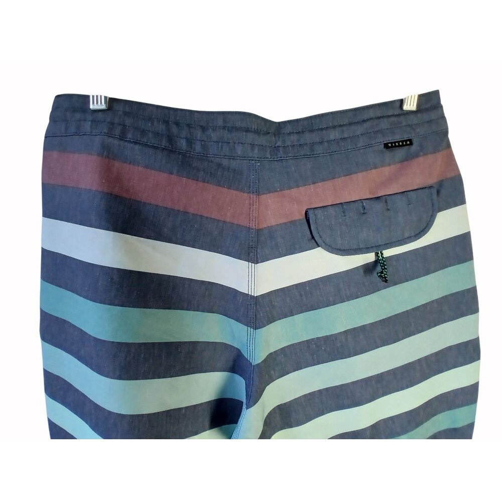 Vissla Mens Upcycled Boardshorts Size 32 Parallels Stripes Poly Hemp Swim Shorts - Picture 8 of 14